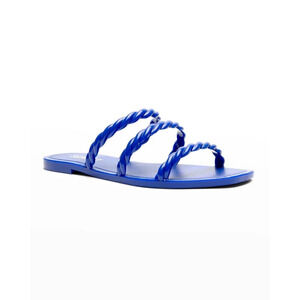 Schutz Diana Braided Strap Slip On Slide Jelly Sandals Royal Blue Women's Size 8